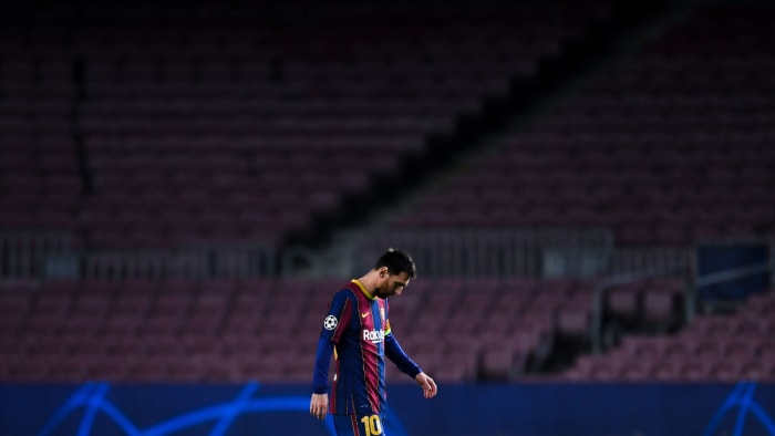 Lionel Messi and Barcelona face a Champions League exit